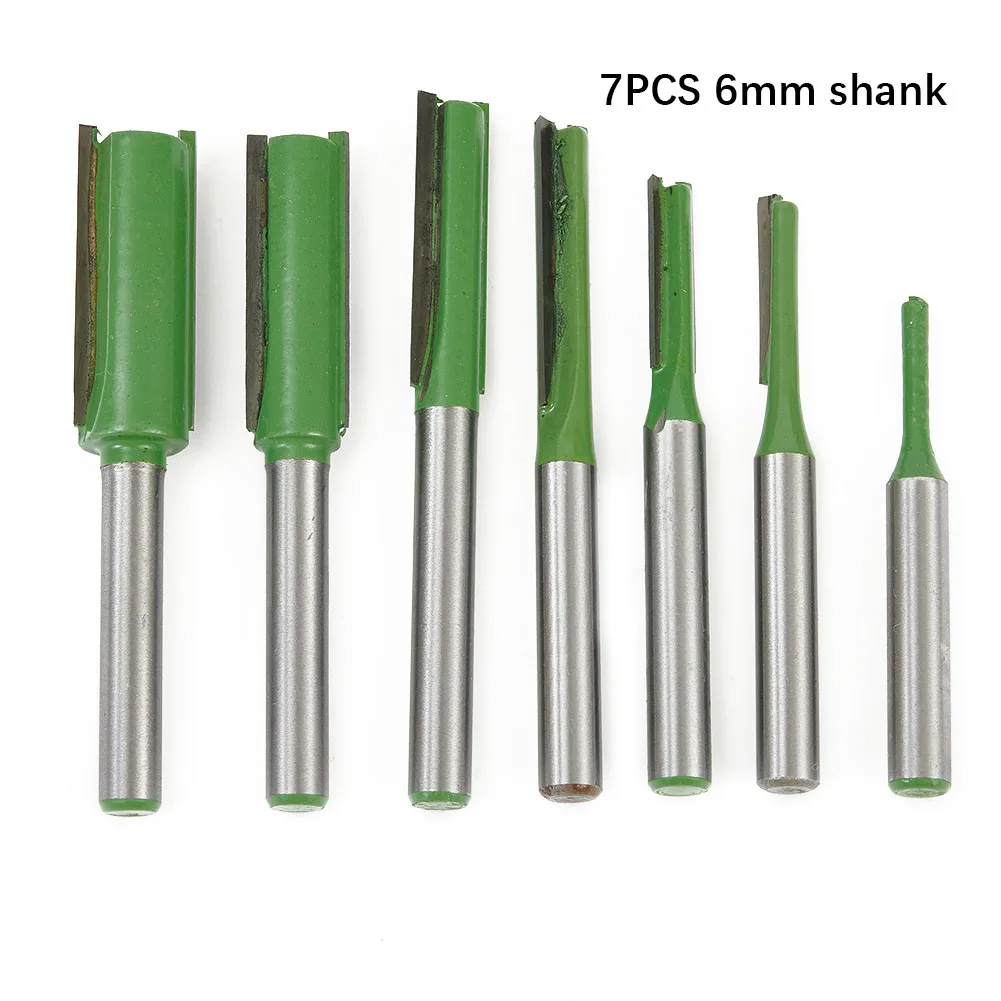 7pcs 6mm Shank Straight Bit Milling Cutter Single Double Flute Wood Cutters Tungsten Carbide Router Bit Woodworking Tools Set
7pcs 6mm Shank Straight Bit Milling Cutter Single Double Flute Wood Cutters Tungsten Carbide Router Bit Woodworking Tools Set