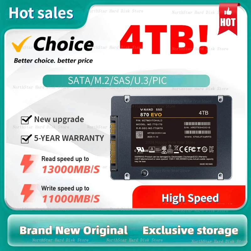 High Speed 2.5Inch 4TB 870EVO Portable SSD Sata Hard Drive for Laptop Micro PS5 Desktop 2TB 1TB Internal Solid State Hard Disk
High Speed 2.5Inch 4TB 870EVO Portable SSD Sata Hard Drive for Laptop Micro PS5 Desktop 2TB 1TB Internal Solid State Hard Disk