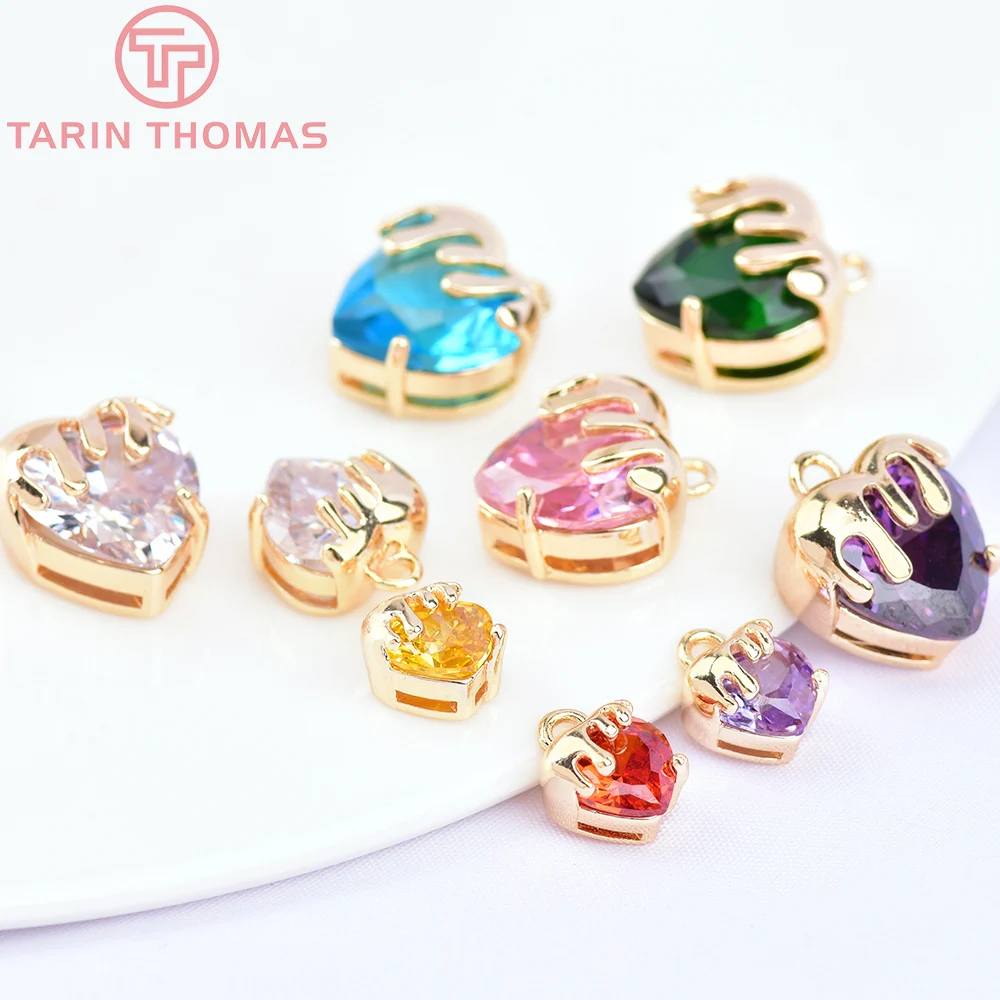 (5961) 4PCS 6.5MM 8.5MM 11MM 24K Gold Color Brass with Zircon Heart Charms Pendants High Quality DIY Jewelry Making Findings
(5961) 4PCS 6.5MM 8.5MM 11MM 24K Gold Color Brass with Zircon Heart Charms Pendants High Quality DIY Jewelry Making Findings