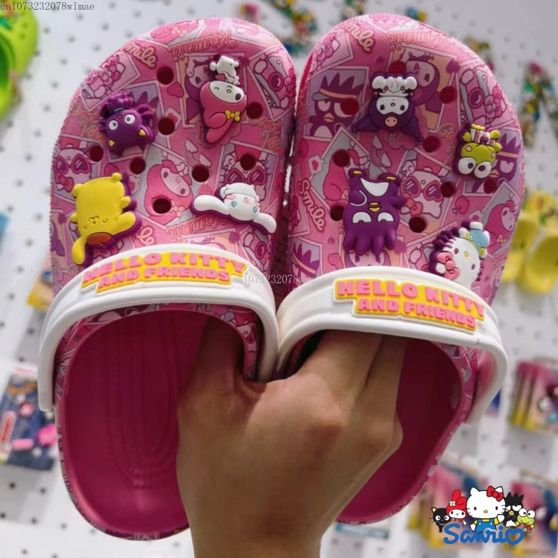 

Sanrio KT Kuromi Summer Cartoon Beach Children's Slipper Kids Sandals Boy Girls Home Heel Wrap Non-Slip Wear-Resistant Slippers
