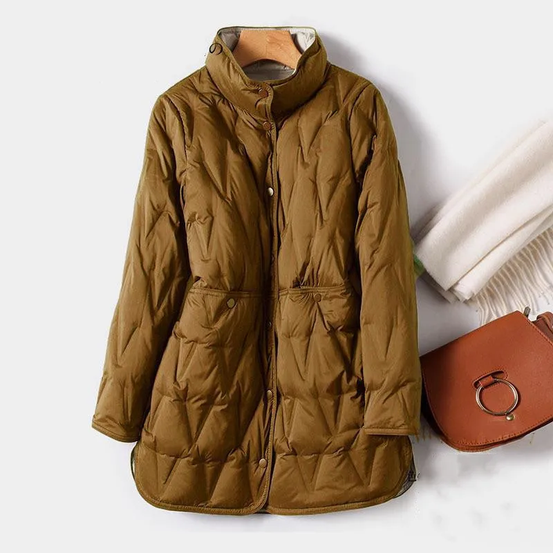 2023 New High-quality Down Jacket Women's Winter Thin and Slim Laminated Mid-length Diamond-shaped Fashionable Casual Jacket
2023 New High-quality Down Jacket Women's Winter Thin and Slim Laminated Mid-length Diamond-shaped Fashionable Casual Jacket