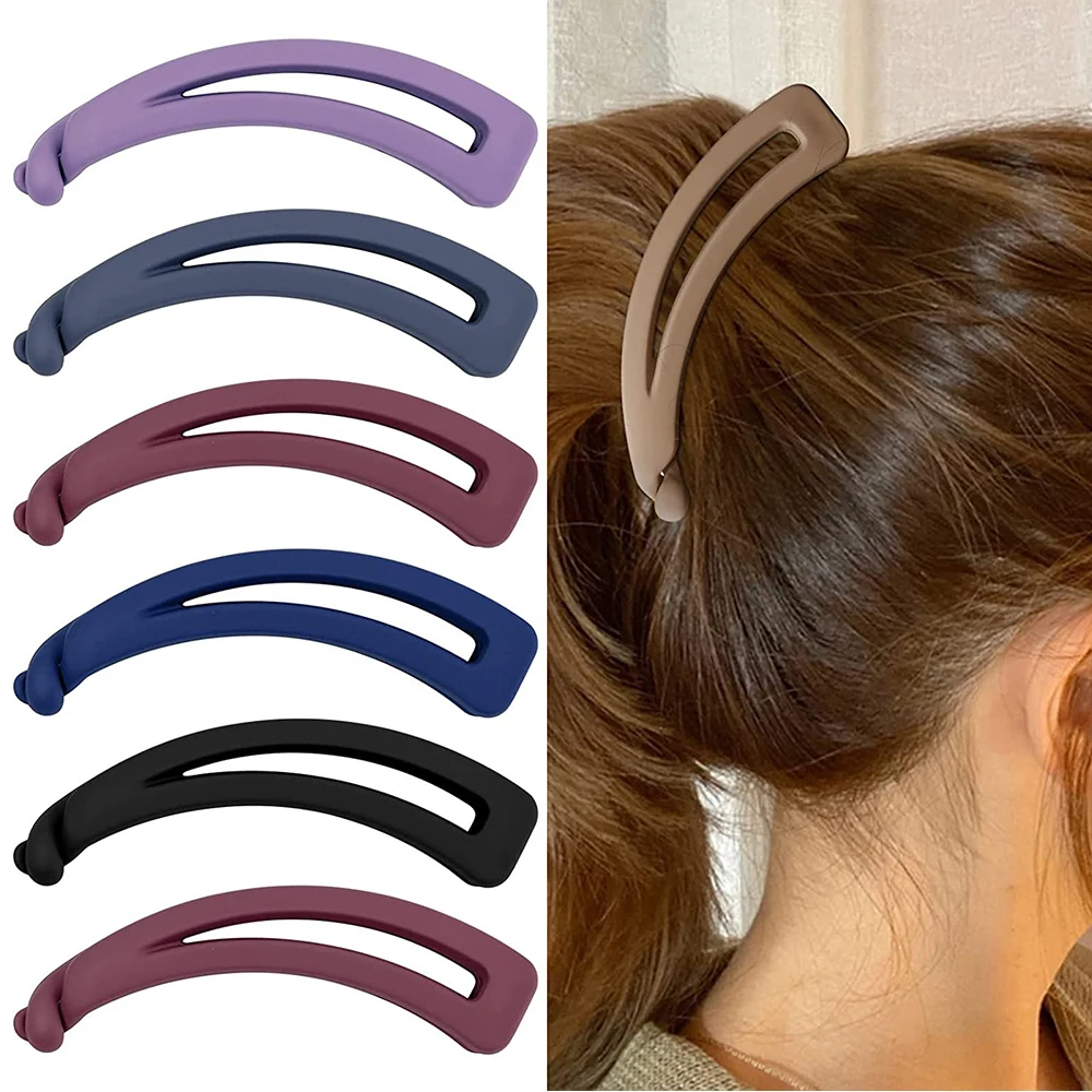 

1PCS Solid Color Claw Clip Matte Banana Clip Plastic Hair Barrettes Hollow Out Frosted Ponytail Grip Clip Hair Accessories