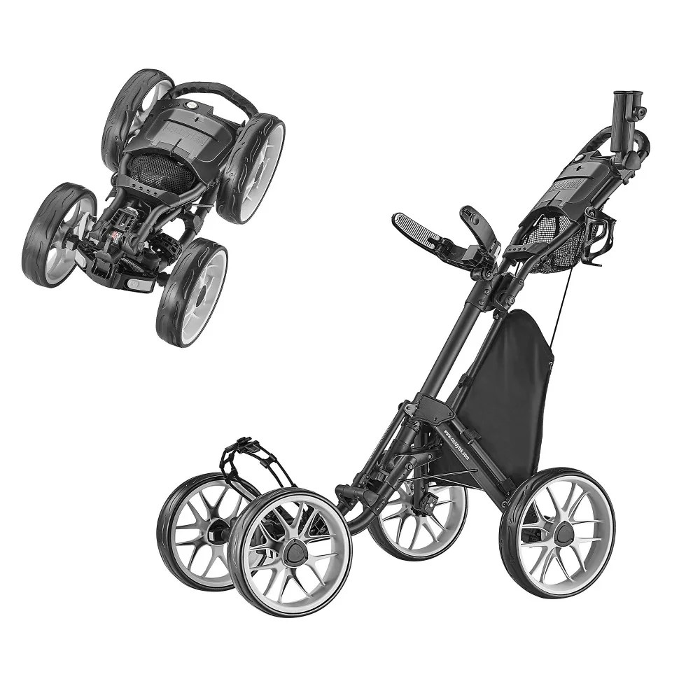 

CaddyTek 4 Wheel Golf Push Cart - Lightweight, Compact Pull Caddy Cart, Easy to Open