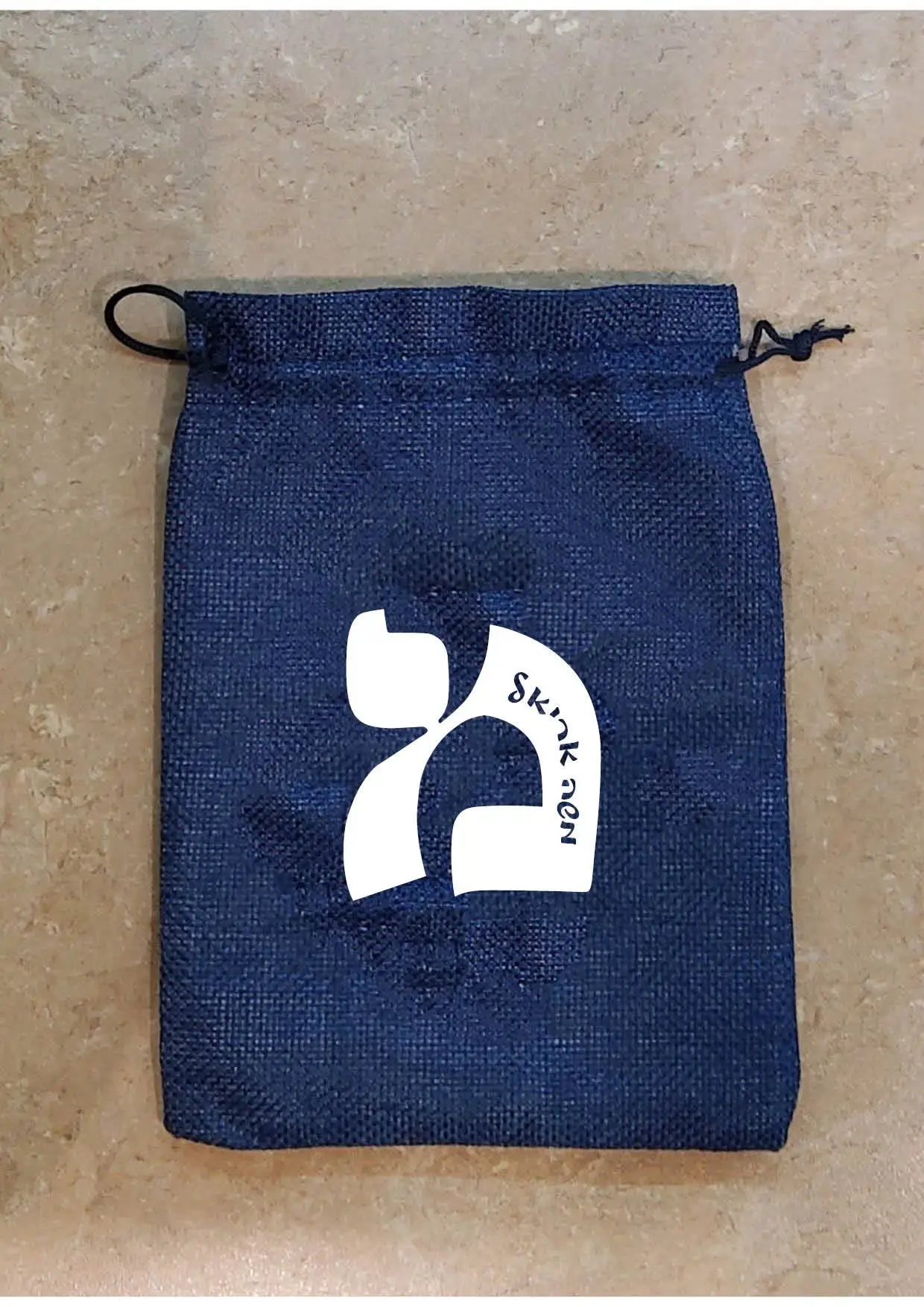 

150 Pieces Custom Logo 13x18cm Drawstring Navy Linen Bags Pouches Printed With White Color Logo Home Storage Bag
