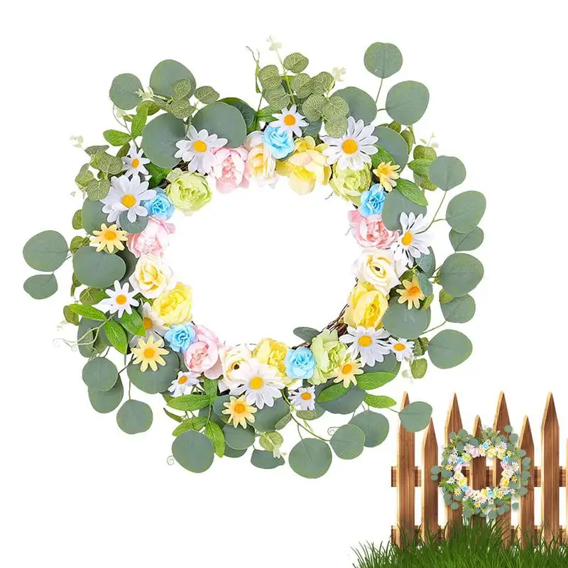 

Green Wreath Artificial Eucalyptus Leave Wedding Decoration Flower Garland Window Decoration Simulation Greenery Hanging Wreath