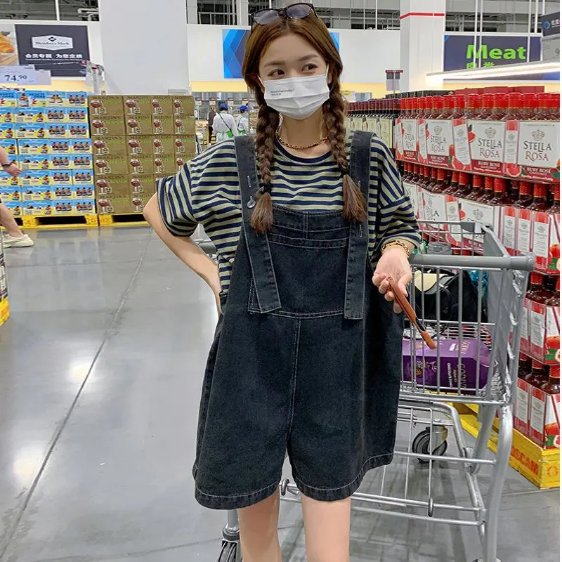 

Women's Blue Denim Overalls Shorts Suspender Jumpsuit Wide Leg Pants for Summer Spring Casual Vacation Birthday Clothing