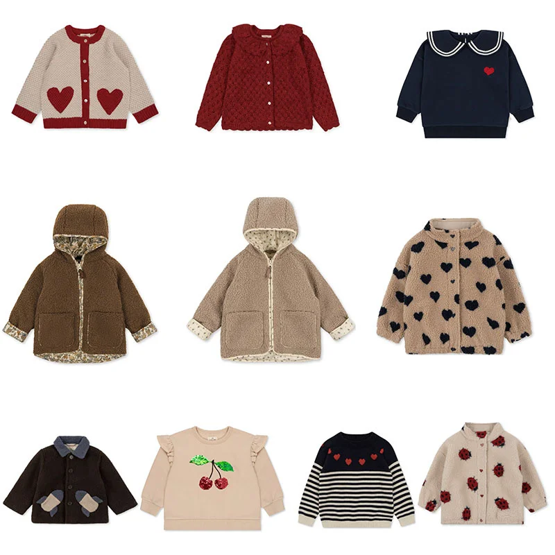 

EnkeliBB Kids Boys and Girls Winter Keep Warm Jacket Heart and Cherry Pattern Coats Children KS Brand Autumn Clothes