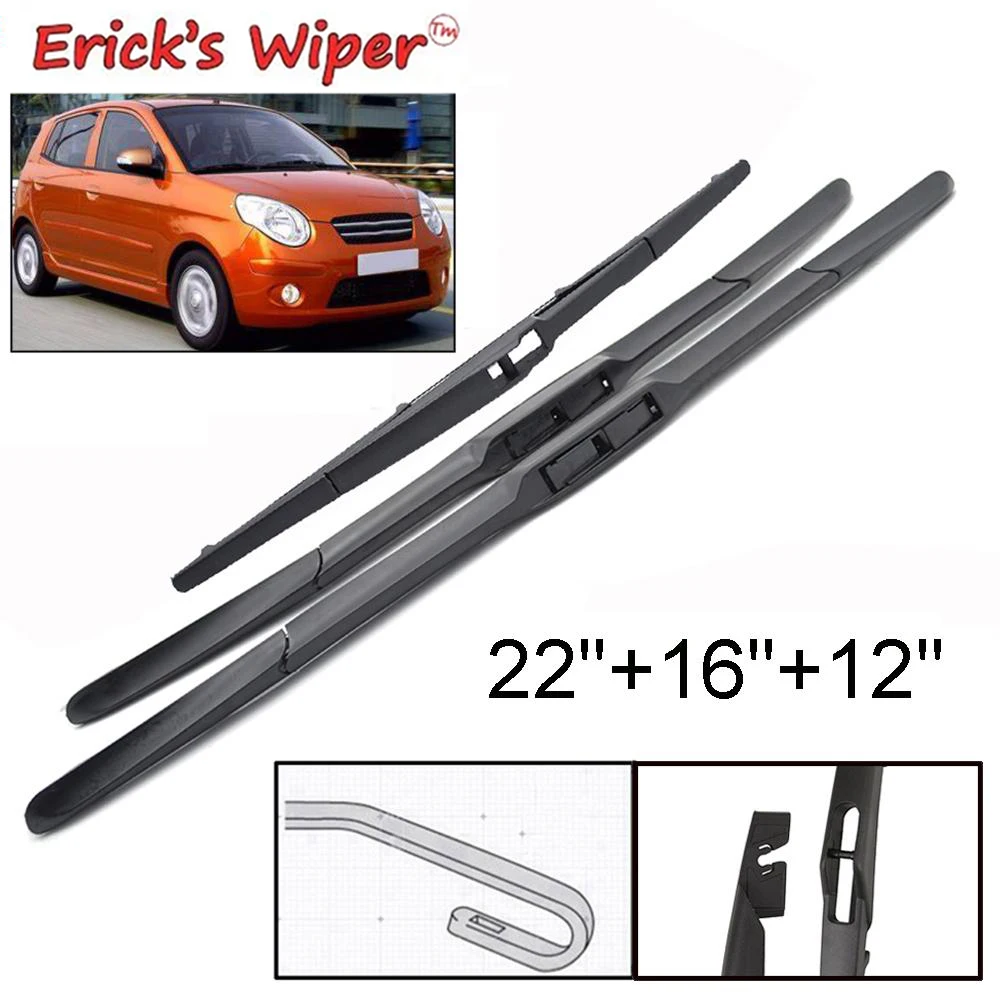Erick's Wiper Front & Rear Wiper Blades Set For Kia Picanto SA MK1 2004 - 2011 Windshield Windscreen Window Brushes 22"+16"+12"
Erick's Wiper Front & Rear Wiper Blades Set For Kia Picanto SA MK1 2004 - 2011 Windshield Windscreen Window Brushes 22"+16"+12"