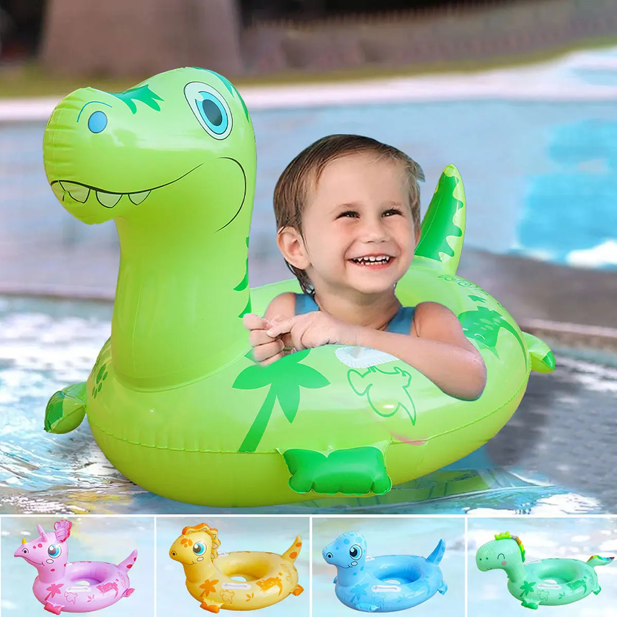 

Baby Safe Swimming Seat Cute Little Dinosaur Swim Ring Summer Baby Float Seat Anti-Rollover Water Sport Pool Toy
