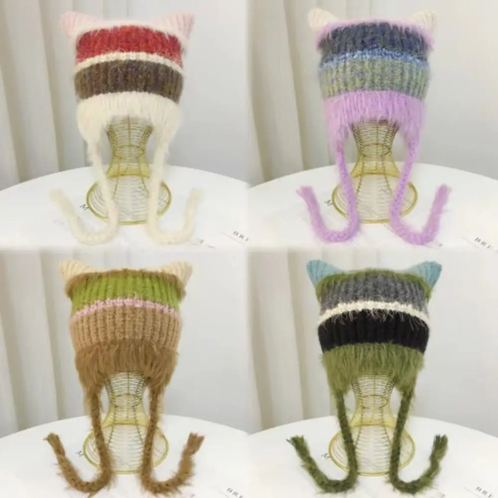 Contrasting Color Crochet Knitted Hat New Cute Plush Woolen Hat Imitation Mink Hair Ear Protector Caps
Contrasting Color Crochet Knitted Hat New Cute Plush Woolen Hat Imitation Mink Hair Ear Protector Caps