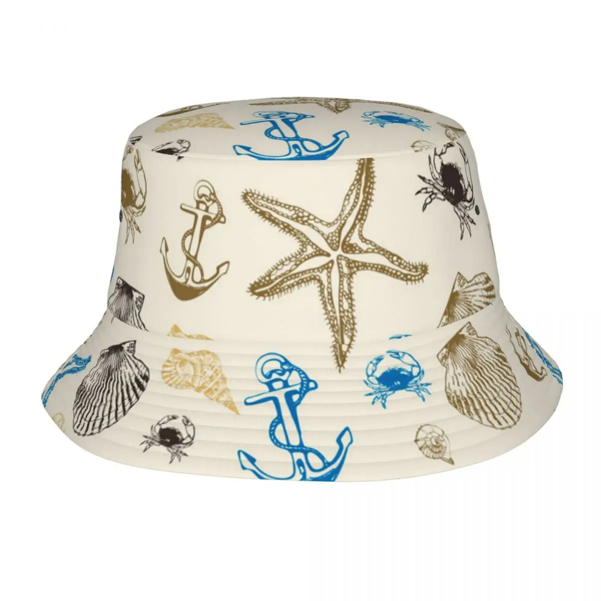 

Unique Design Shells Anchor Starfish Bucket Hats Women Men UV Protection Outdoor Ocean Beach Fishing Hat Spring Picnic Headwear