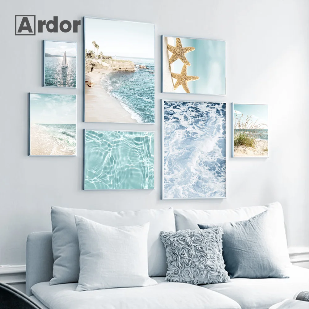 Blue Seascape Poster Ocean Wave Sailboat Starfish Scenery Wall Art Canvas Painting Weeds Print Wall Pictures Living Room Decor
Blue Seascape Poster Ocean Wave Sailboat Starfish Scenery Wall Art Canvas Painting Weeds Print Wall Pictures Living Room Decor