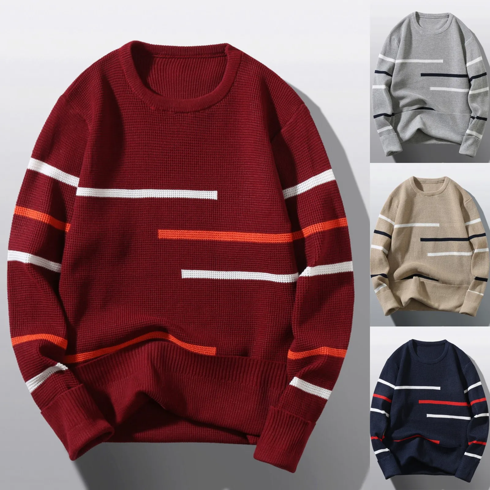 Men's Autumn Winter Round Neck Striped Knitted Pullovers Sweater Sweat-Shirt Harajuku Fashion Vintage Slim Fit Unisex Clothing
Men's Autumn Winter Round Neck Striped Knitted Pullovers Sweater Sweat-Shirt Harajuku Fashion Vintage Slim Fit Unisex Clothing