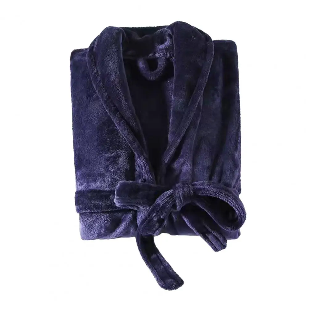 

Adjustable Belt Bathrobe Cozy Unisex Winter Bathrobe with Lace Up Design Thick Warm Fabric Water Absorbent Features Long for Men