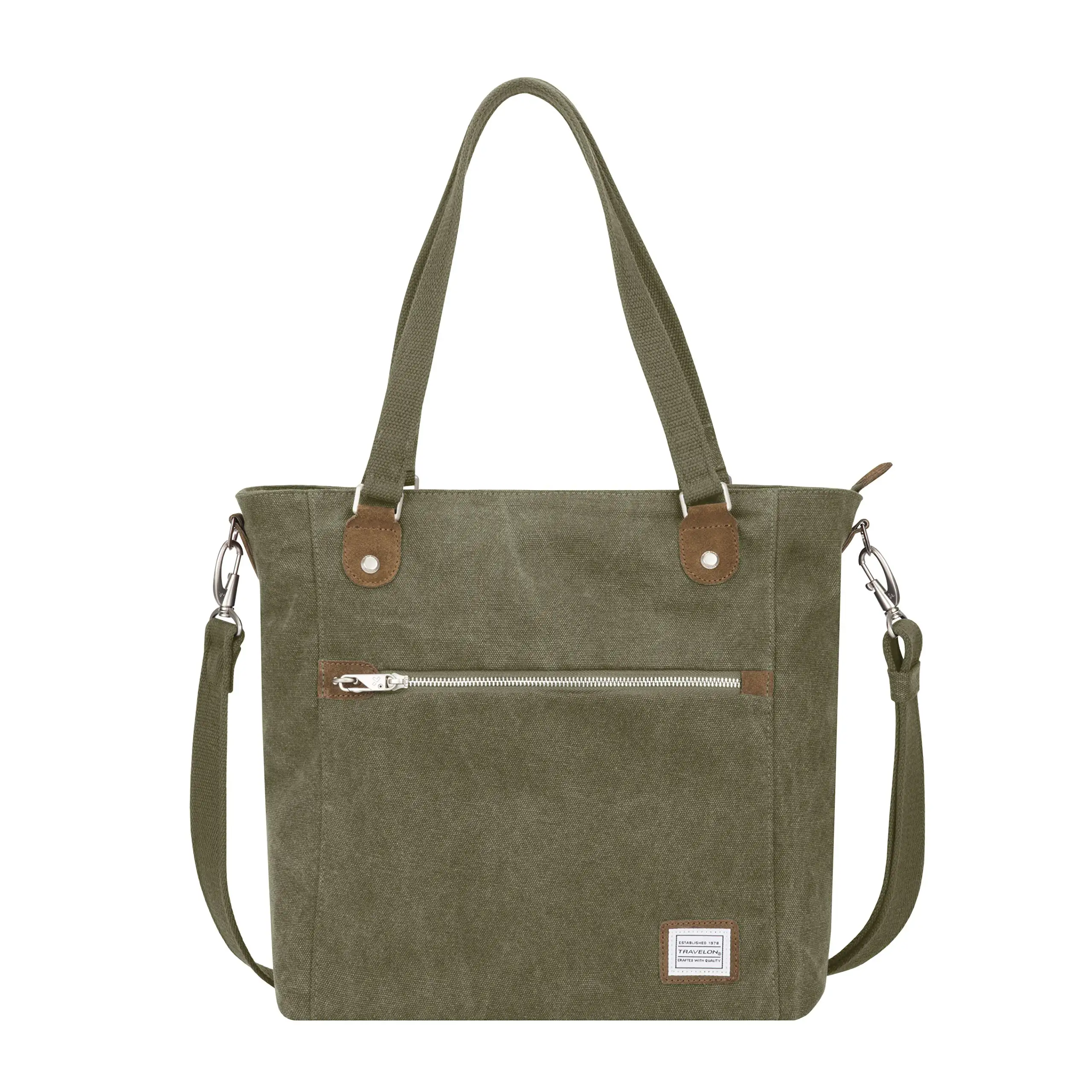 

Secure Your Essentials: Anti-Theft Heritage Tote Bag in Sage, 13.5 x 13.5 x 5 Inches