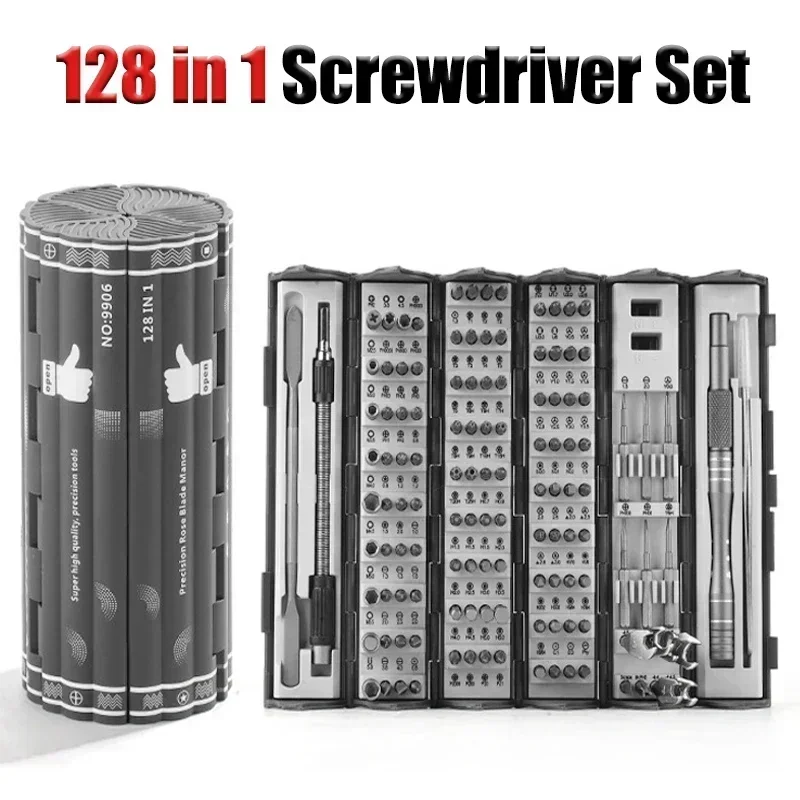 

Functional Screwdriver Home Hand Drivers Kit Set New Style Folding PC Phone Repair Tools 128 in 1 Portable Multi Screw Precision