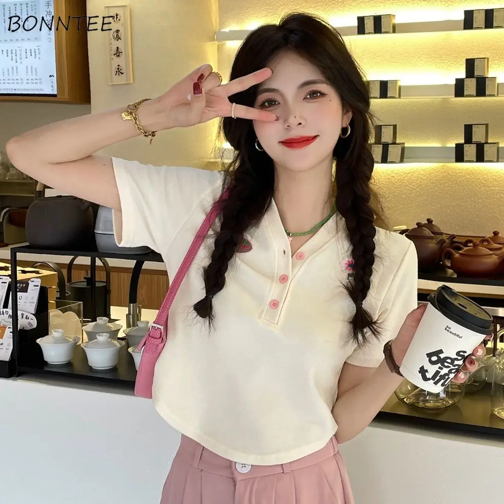 T-shirts Women Floral Embroidery Appliques Sweet Korean Style Leisure Cotton Breathable Soft Cozy Summer Students Age-reducing
T-shirts Women Floral Embroidery Appliques Sweet Korean Style Leisure Cotton Breathable Soft Cozy Summer Students Age-reducing