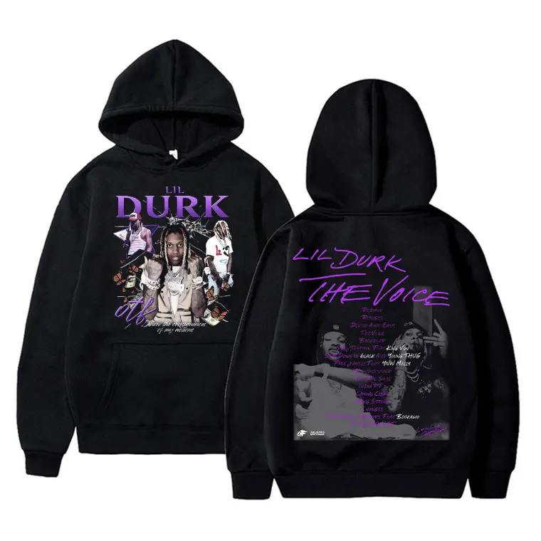 

Rapper Lil Durk Double Sided Print Hoodie Men Women Hip Hop Fashion Vintage Sweatshirt Pullover Men's Oversized Harajuku Hoodies