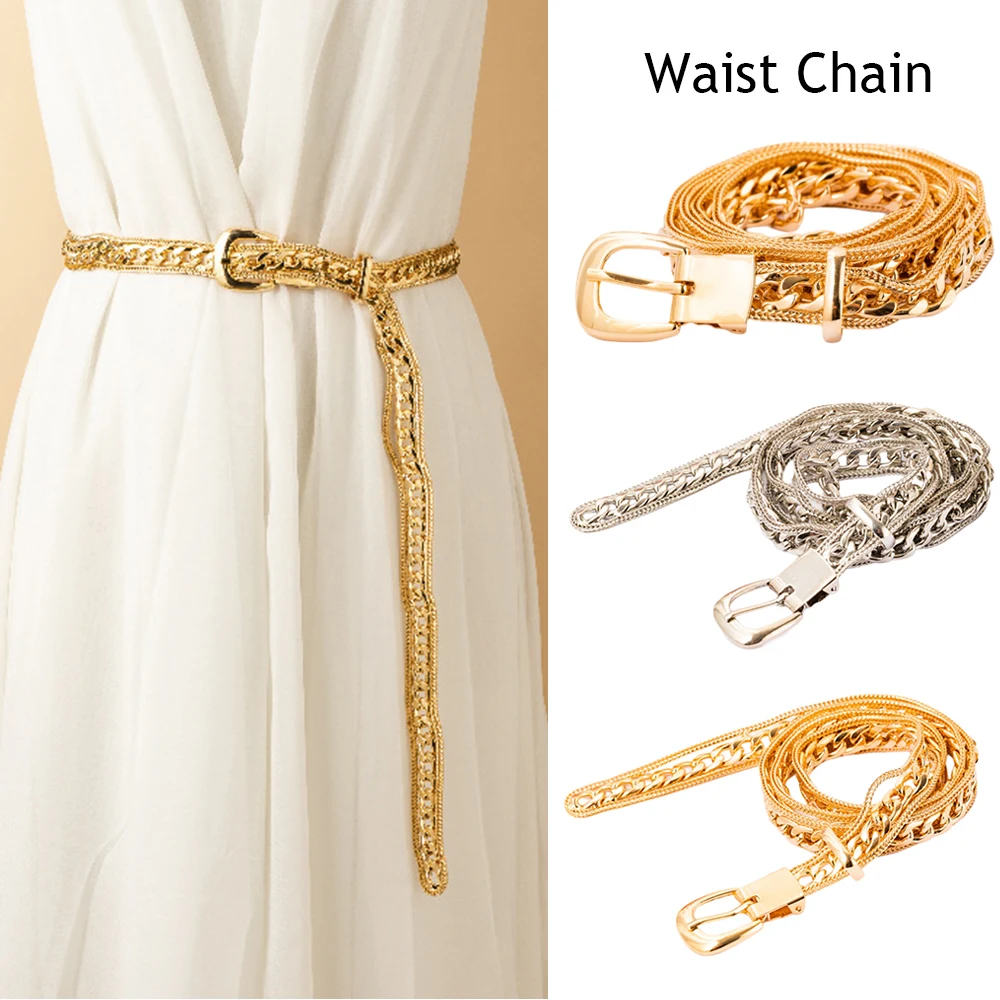 

Fashion Gold Silver Chain Belt Adjustable Waist Belt Jeans Shirt Decorative Waistband Metal Waist Chain Alloy Waist Belt DIY