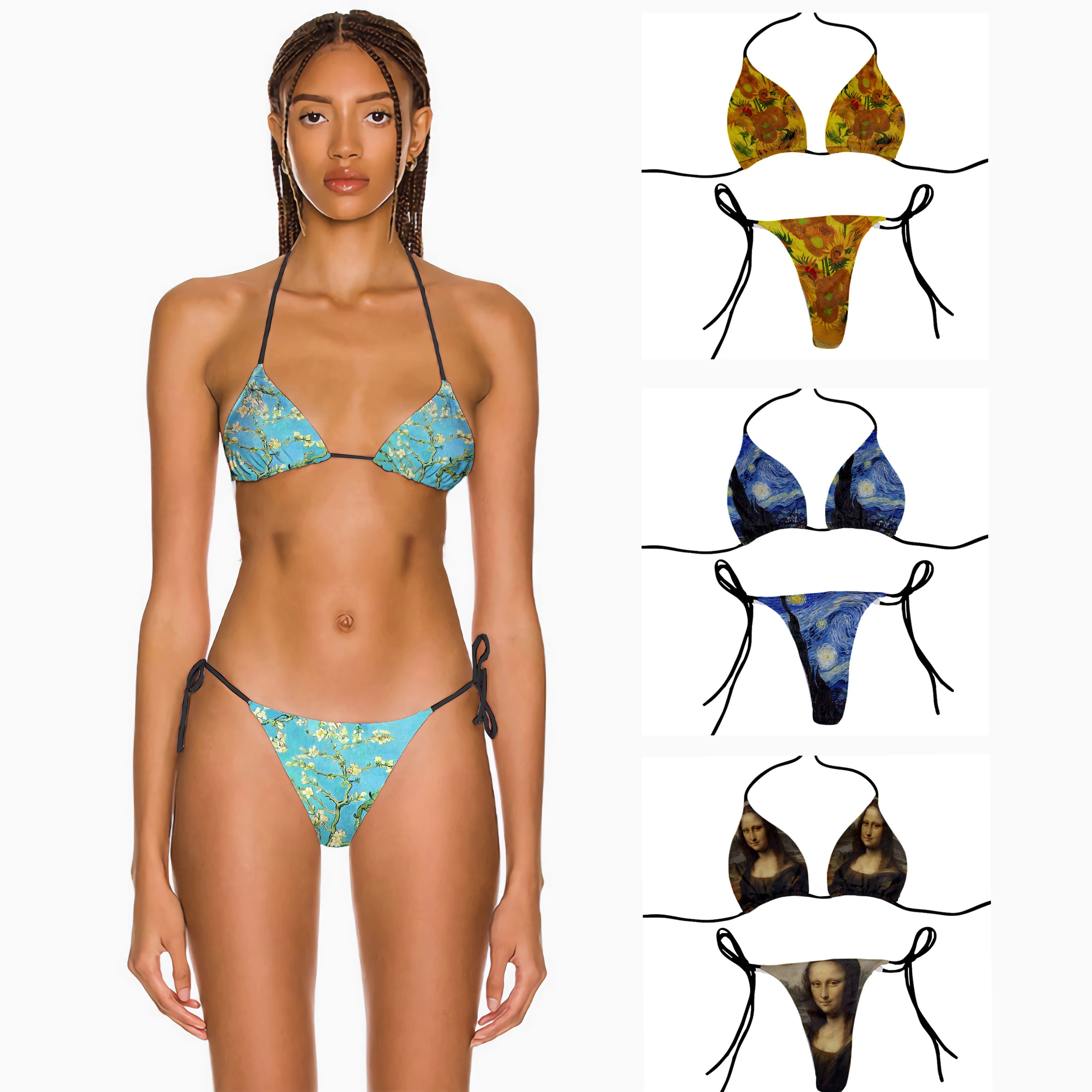 Sexy Women Van Gogh oil painting Print Swimwear 2023 New Summer Style Lady Bandage Bikini Set Push-Up Bra Bathing Suit Brazilian
Sexy Women Van Gogh oil painting Print Swimwear 2023 New Summer Style Lady Bandage Bikini Set Push-Up Bra Bathing Suit Brazilian