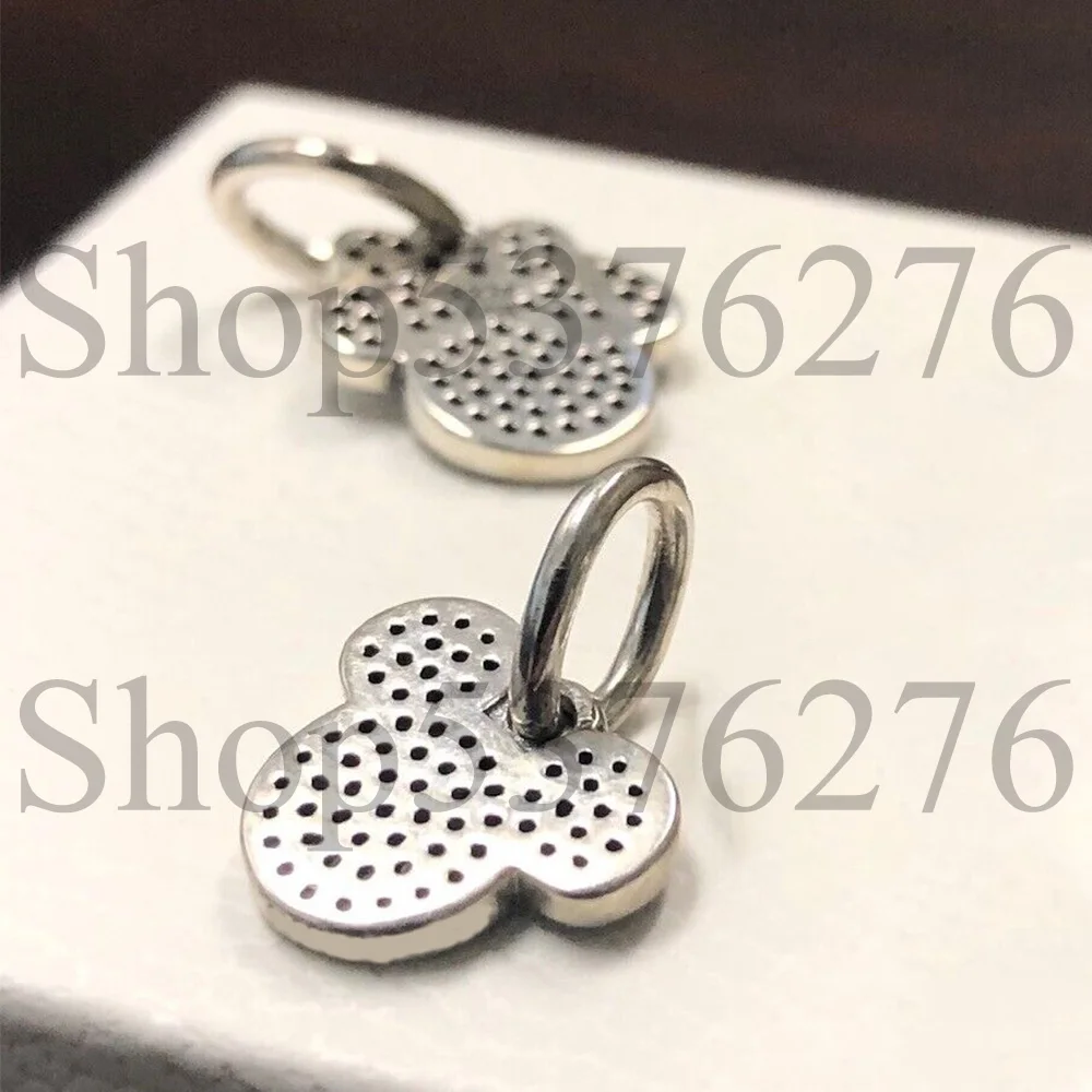

Real 925 Sterling Silver Bead Disn Sparkling Pave Mouse Icon Dangle Charm Fit Pandora Women Bracelet Bangle Gift DIY Jewelry