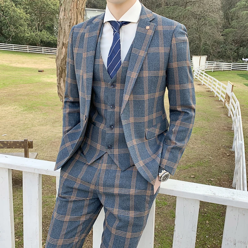3 Pcs Suit Sets Jacket Pants Vest / 2023 Fashion Men Casual Boutique Business Slim Plaid Formal Dress Blazers Trousers Waistcoat
3 Pcs Suit Sets Jacket Pants Vest / 2023 Fashion Men Casual Boutique Business Slim Plaid Formal Dress Blazers Trousers Waistcoat