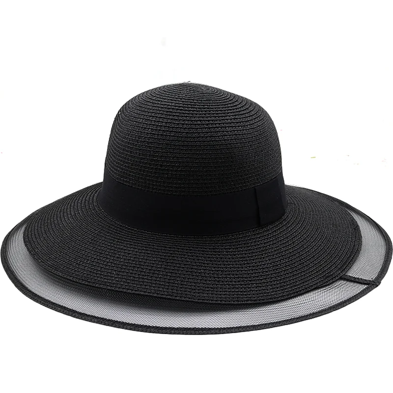 

Завораживающий вуаль сетка шляпа от солнца UPF 50 + дамы Кентукки шляпа котелок с широкими полями соломенная шляпа женская летняя пляжная шляпа-федора платье шляпа