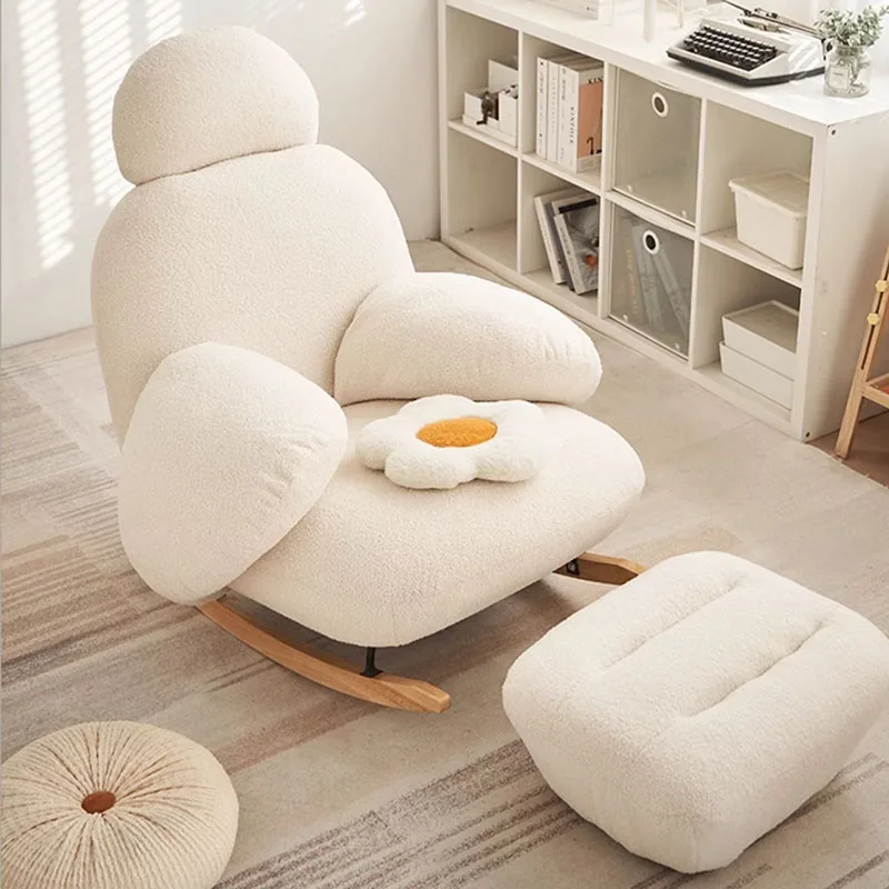 

Современное Белое кресло с подставкой для ног, милое кресло-качалка для взрослых, кресло с откидывающейся спинкой, мебель для гостиной