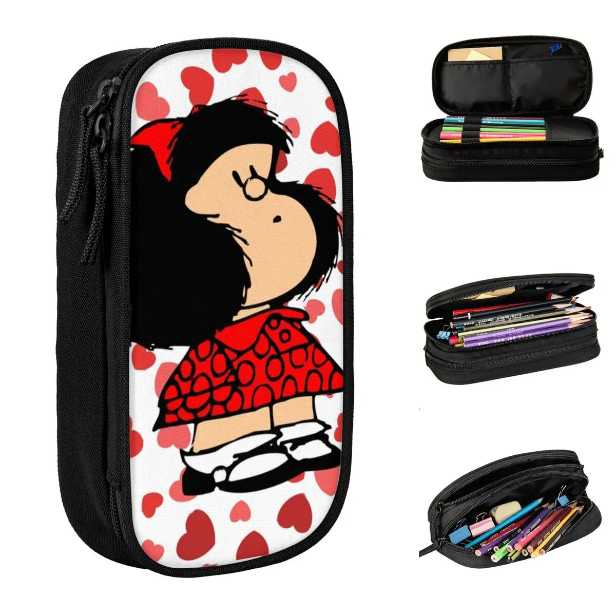 Fun Mafalda Heart Pencil Cases Amine Cartoon Pencilcases Pen Box for Girls Boys Big Capacity Bags Office Zipper Stationery
Fun Mafalda Heart Pencil Cases Amine Cartoon Pencilcases Pen Box for Girls Boys Big Capacity Bags Office Zipper Stationery