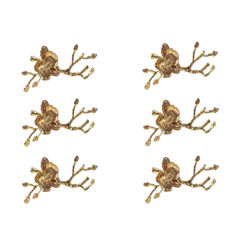 Plum Blossom Branch Design Napkin Holder Napkin Ring Western Towel Ring Hotel Table Decoration Set of 6-Gold
Plum Blossom Branch Design Napkin Holder Napkin Ring Western Towel Ring Hotel Table Decoration Set of 6-Gold