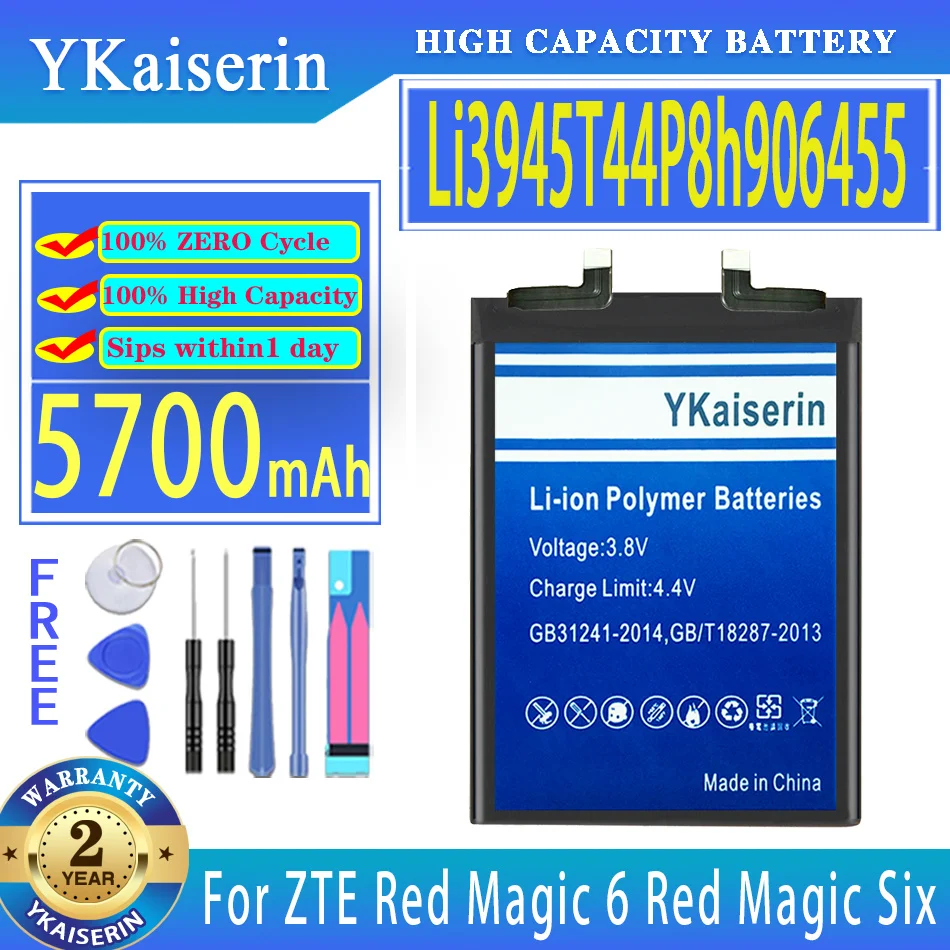 Li3945T44P8h906455 5700MAH YKaiserin Battery For ZTE 906455 Nubia Red Magic 6 Magic6 Red Magic Six Mobile Phone Batteries
Li3945T44P8h906455 5700MAH YKaiserin Battery For ZTE 906455 Nubia Red Magic 6 Magic6 Red Magic Six Mobile Phone Batteries
