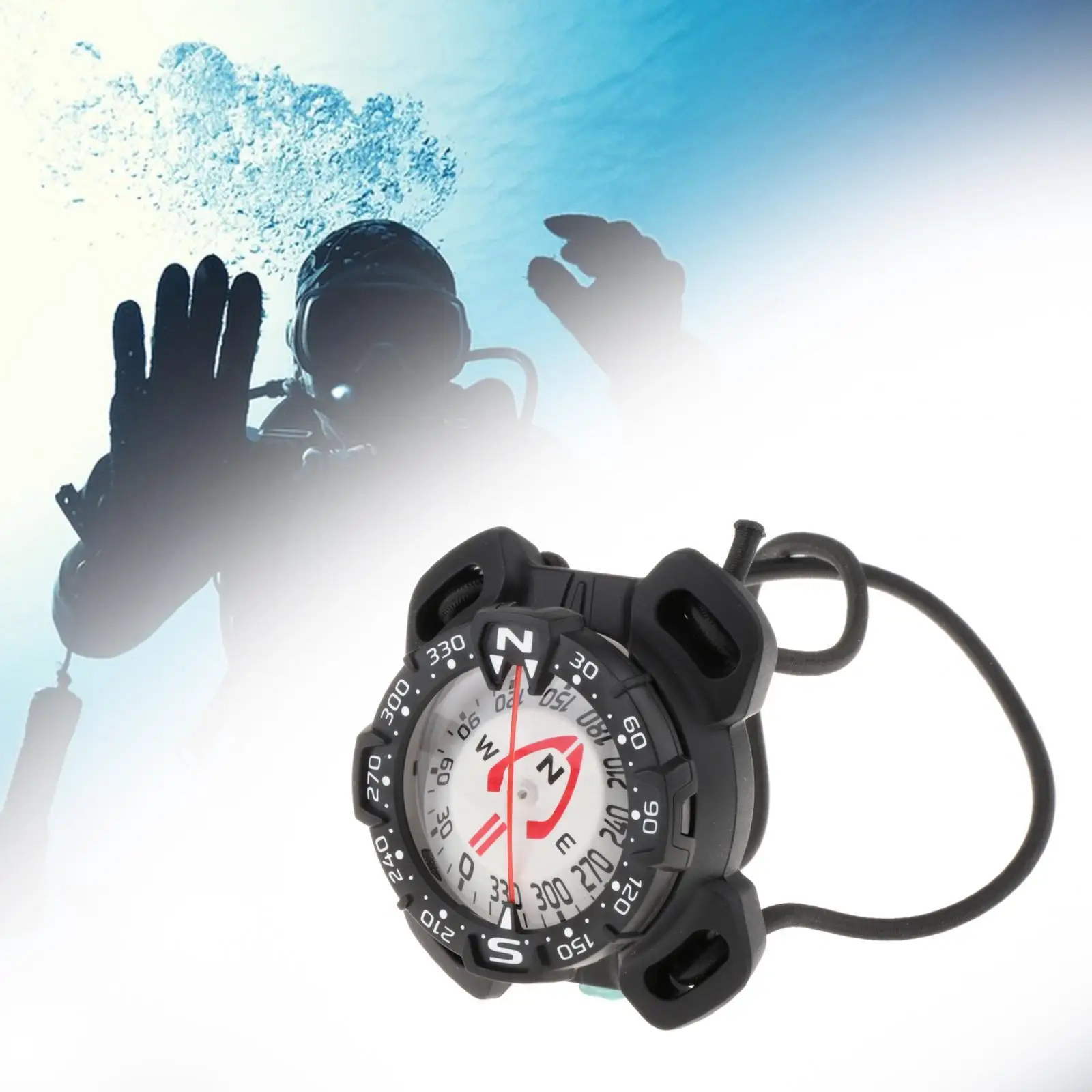 

70M Underwater Compass with Elastic Rope Professional Scuba Diving Compass for Boating Freediving Survival Emergency Backpacking