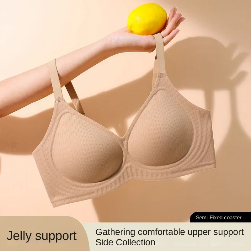 

Breathable Striped Seamless Supportive Bra Comfortable Skin High Elasticity with Soft Support and Lateral Gathering for Women