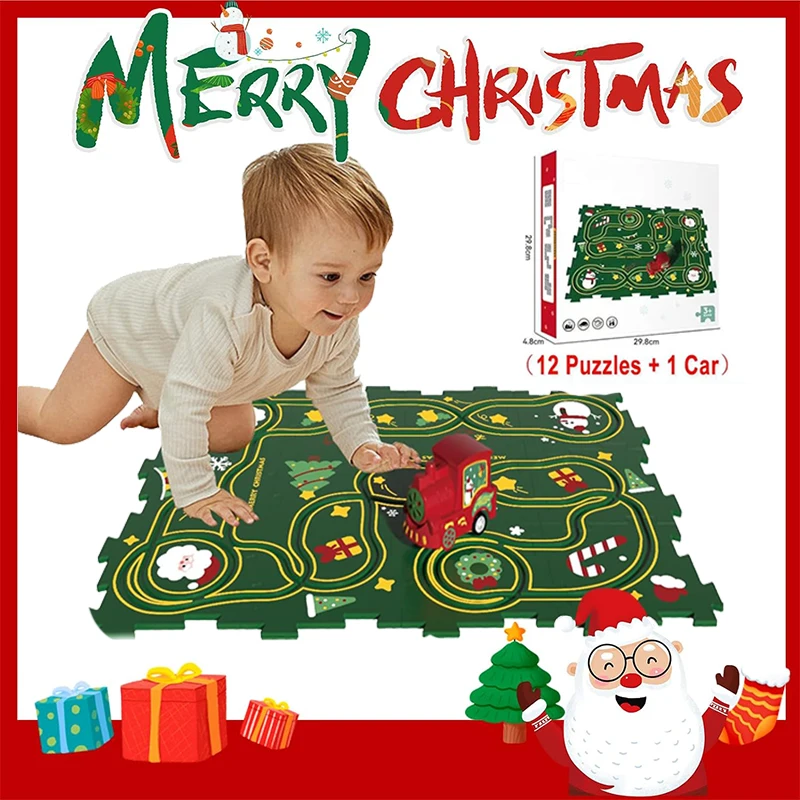 

Christmas Rail Car Puzzel Toy DIY Assemble Jigsaw Flexible Railway Track Parent-child Interaction Electric Track Car Xmas Gifts