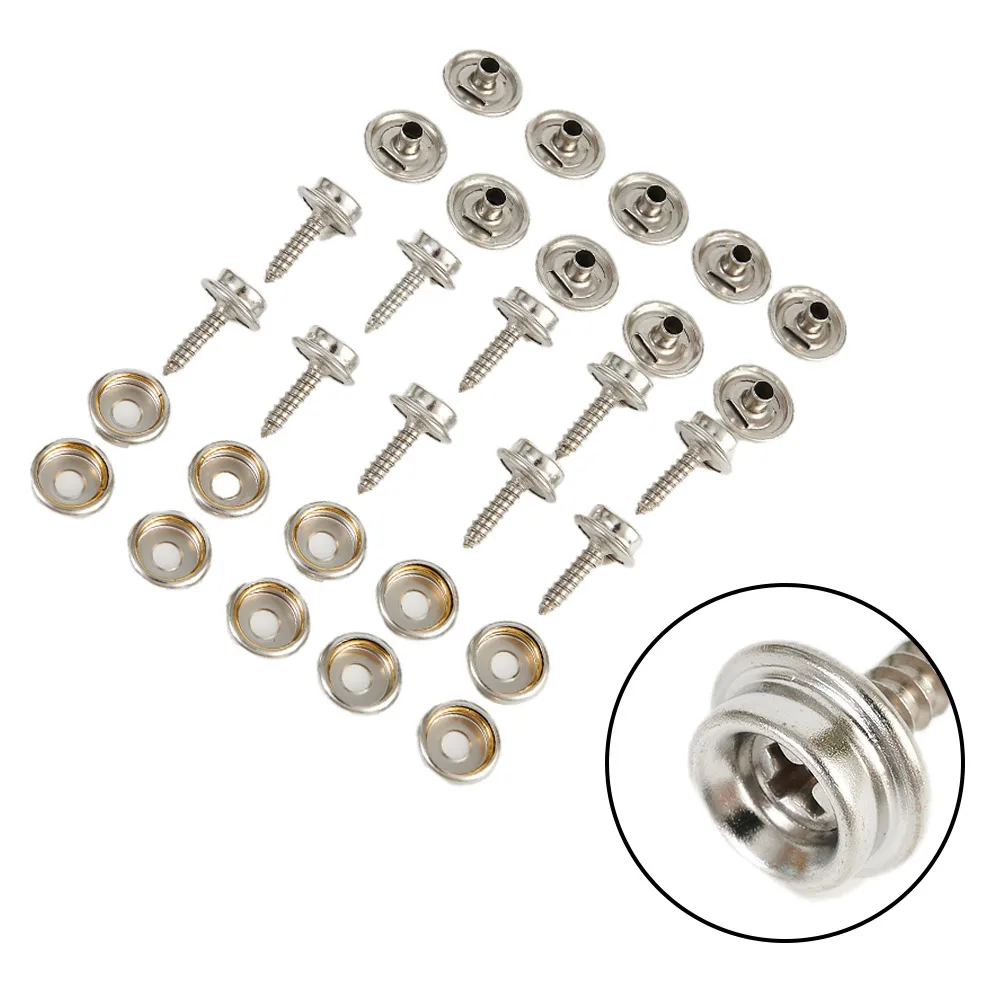 

30PCS Snap Fastener Stainless Canvas Screw Kit 15mm For Tent Boat Marine Sockets Buttons Car Canopy Hardware Accessories