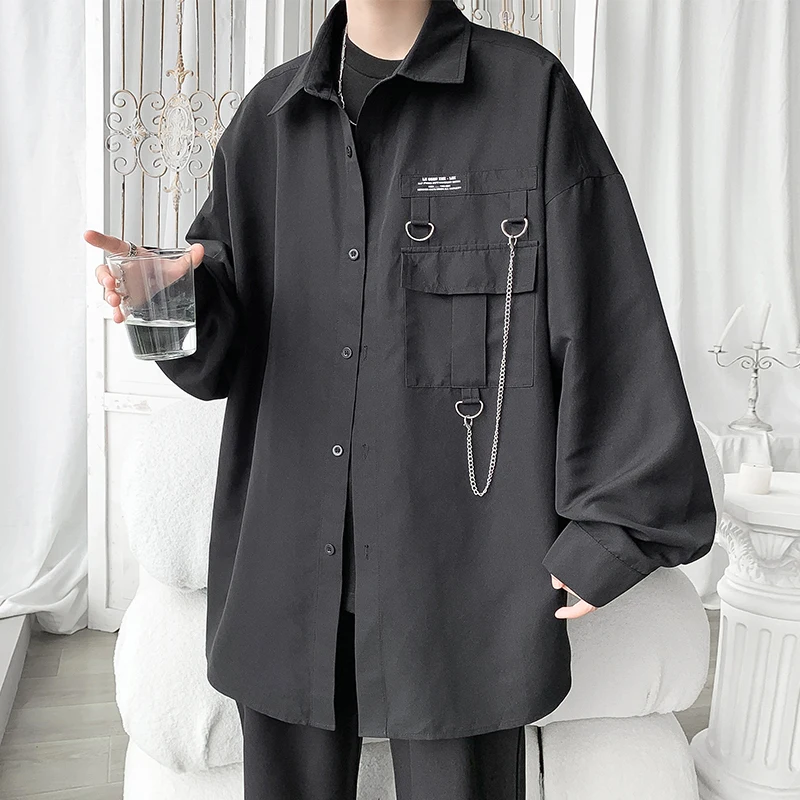EOENKKY/Oversized Korean Shirt For Men Streetwear Long Sleeve Harajuku Chain Fashion Men's Shirts Clothes Branded Men's Clothing
EOENKKY/Oversized Korean Shirt For Men Streetwear Long Sleeve Harajuku Chain Fashion Men's Shirts Clothes Branded Men's Clothing