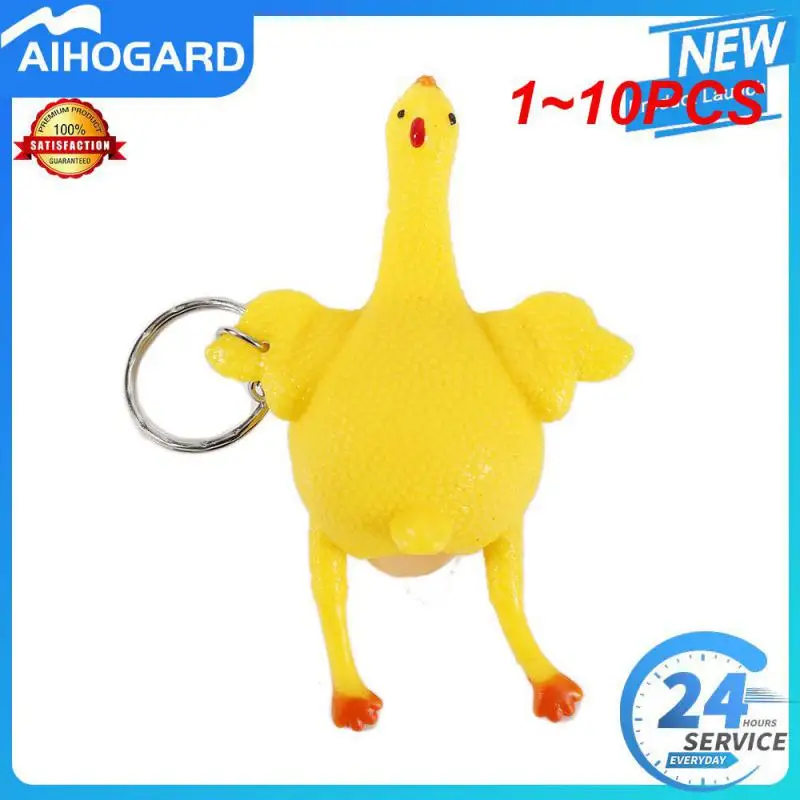 

1~10PCS Squeeze Chicken Egg Laying Hens Anti Stress Keychain Toy for Kids Adult PVC Tricky Funny Gadgets Party Prank Joke Toy