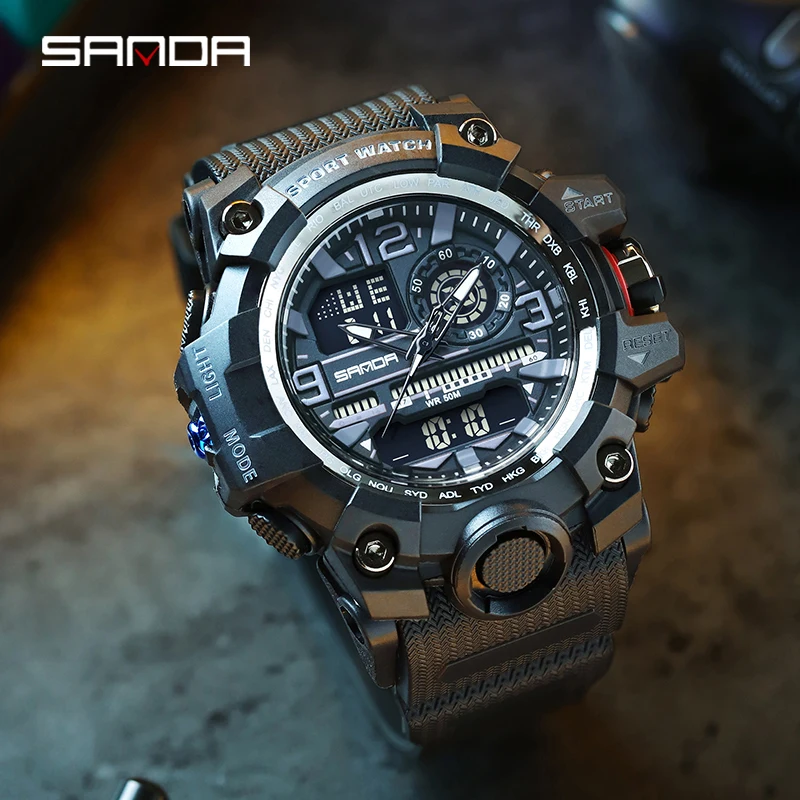 Sanda Brand Luxury Military Sports Watches Men Quartz Analog LED Digital Watch Man Waterproof Clock Dual Display Wristwatches
Sanda Brand Luxury Military Sports Watches Men Quartz Analog LED Digital Watch Man Waterproof Clock Dual Display Wristwatches