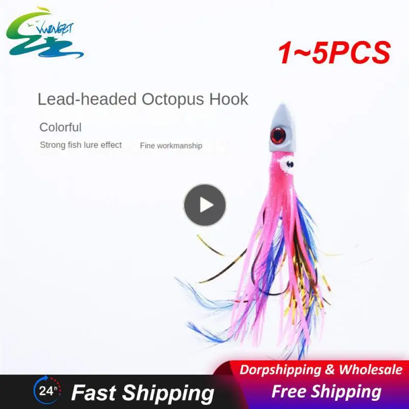 

1~5PCS 13cm/18g Realistic Boat Fishing Lure Octopus Shape Reusable Fishing Bait Portable Crank Hook Fishing Lure