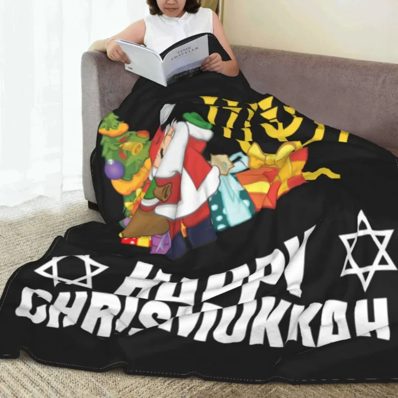 

Merry Christmas Soft Blankets Snowman Star of David Gift Picnic Throw Blanket Winter Novelty Flannel Bedspread Sofa Bed Cover