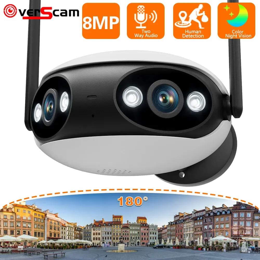 Wifi IP Camera Outdoor Dual-Lens 180° Panoramic Security Camera 4MP AI Humanoid Detection CCTV Camera P2P Surveillance iCsee 
Wifi IP Camera Outdoor Dual-Lens 180° Panoramic Security Camera 4MP AI Humanoid Detection CCTV Camera P2P Surveillance iCsee
