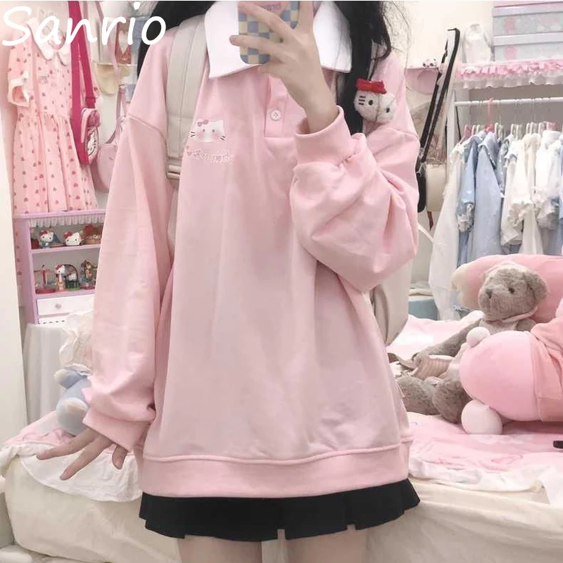 Sanrio Hello Kitty Lapel Cute Sweatshirt Cinnamoroll Loose Long Sleeve Top Kuromi Cartoon Printing Fashion Versatile T-shirt
Sanrio Hello Kitty Lapel Cute Sweatshirt Cinnamoroll Loose Long Sleeve Top Kuromi Cartoon Printing Fashion Versatile T-shirt
