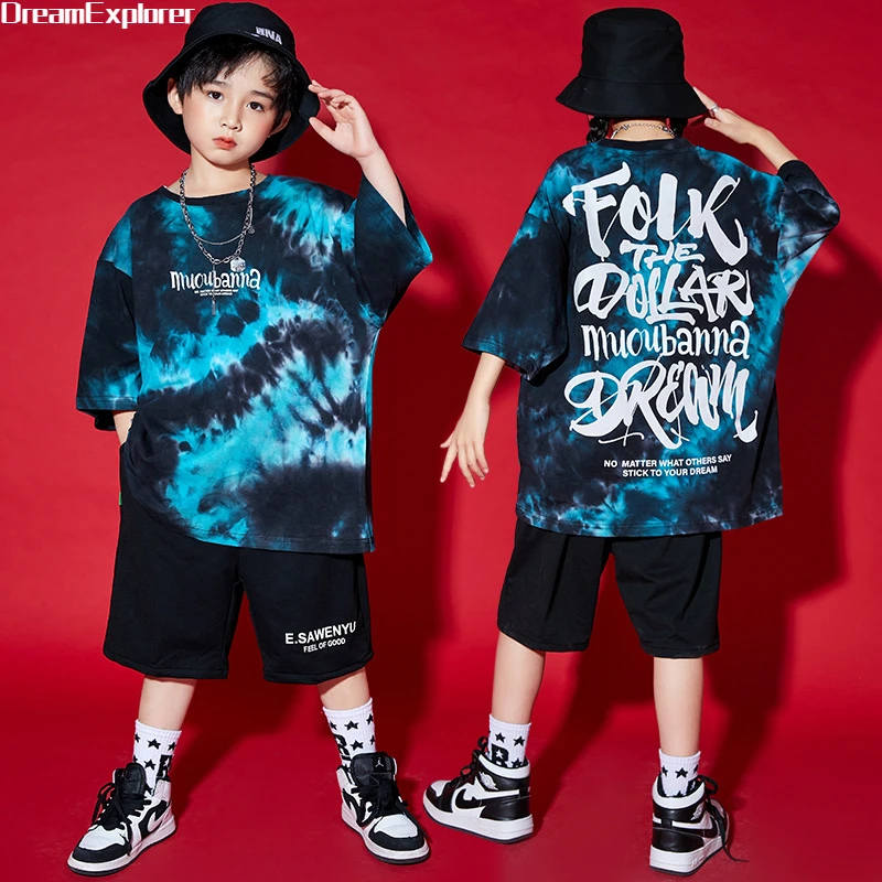 

Hip Hop Boys Graffiti Loose T Shirt Girls Street Dance Shorts Clothes Sets Kid Summer Print Cool Tee Teen Jazz Child Costumes