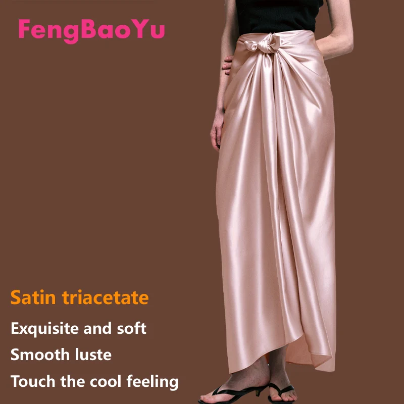 

High-end Satin Triacetate Skirt Women Outdoor Travel Casual Gray Skirt Loose Large Size Fat Girl Comfortable Women Spring Summer