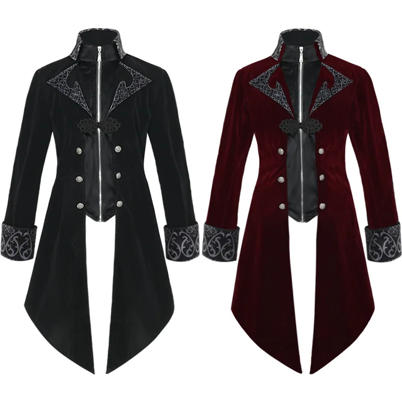 

Medieval Victorian Costume Tuxedo Gentlema Tailcoat Vampire Gothic Steampunk Trench Vintage Frock Outfit Coat for Men