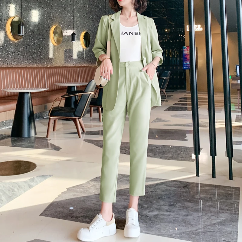 Women Summer Two Piece Sets Solid Tracksuits Half Sleeve Notched Thin Blazer & Casual Office Lady Slim Pencil Pants Suits
Women Summer Two Piece Sets Solid Tracksuits Half Sleeve Notched Thin Blazer & Casual Office Lady Slim Pencil Pants Suits