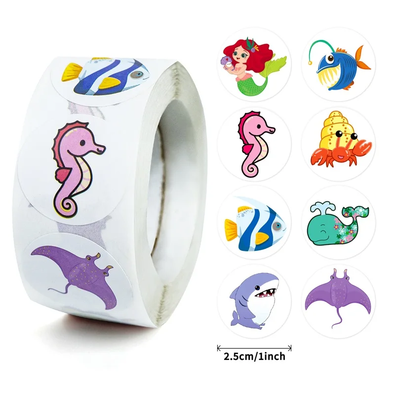 

100-500PCS Cartoon Mermaid Sticky Paper Stickers Labels Thank You Sticker Sealing Stationery Supplies Decoration Scrapbooking