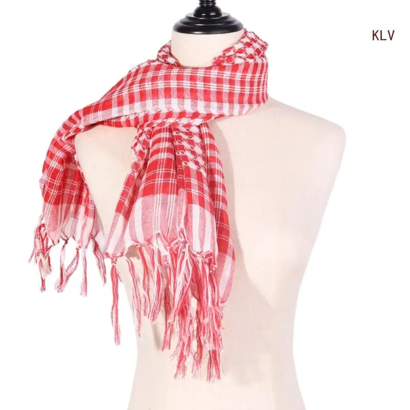 

Checked Headwrap Shemagh Scarf for Muslims Arab Keffiyeh Headscarf for Arabian Dubai Military Tactics Neck Wrap Scarf