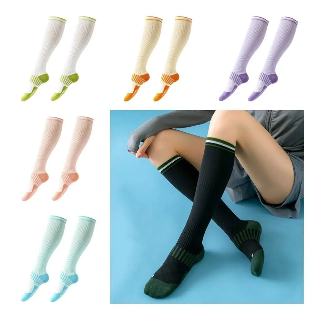 

Absorb Sweat Sport Compression Socks Cute Solid Color Ventilate Knee High Stockings Antislip Breathable Thigh Tube Socks Women