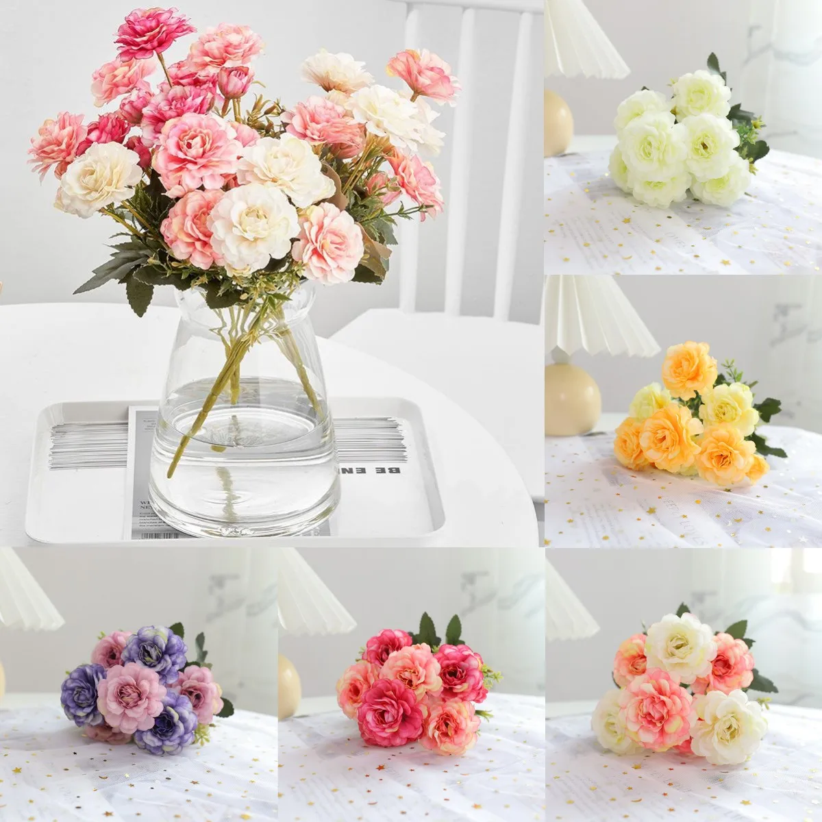 6 Head Artificial Flowers Decor Silk Peony Flower Arrangements Fake Faux Bouquets Table Holiday Dinning Room Kitchen Decoration
6 Head Artificial Flowers Decor Silk Peony Flower Arrangements Fake Faux Bouquets Table Holiday Dinning Room Kitchen Decoration